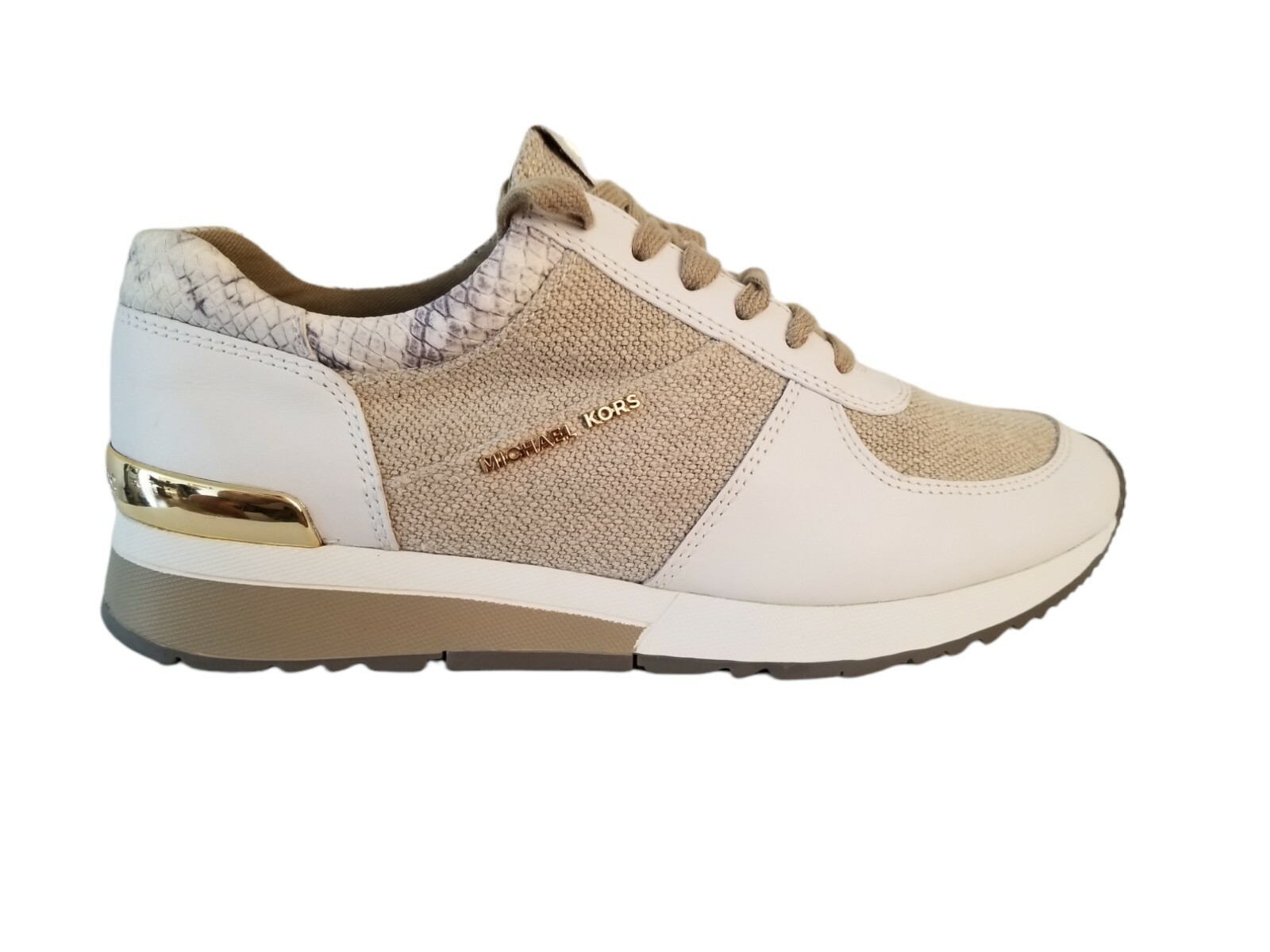 Michael Kors Allie Women's Shoes Trainer Fabric Leather Natural white Size 8.5 M thumbnail 10