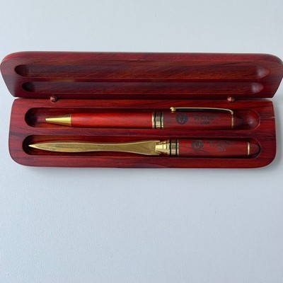 Narcotics Anonymous Pen+Letter Opener Set Clean and Free 2004 Wood Case Vintage