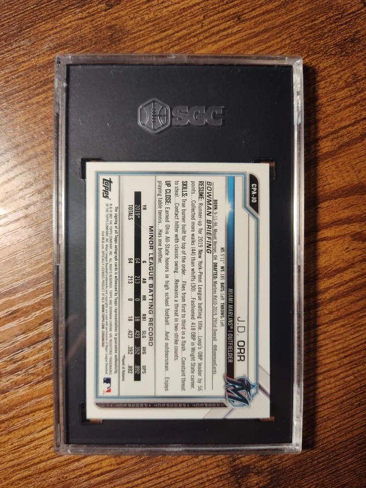 2021 Bowman Orange Refractor J.D. ORR Auto /25 SGC 10 - Image 2 of 2