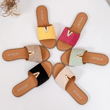 Ladies Summer Sliders Mules Comfort Open Toes Summer Sandals Women Sizes