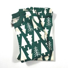 Hanna Andersson Holiday Trees Organic Cotton Pajama Set Green White Kids 6-7 120
