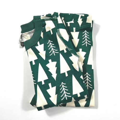 Hanna Andersson Holiday Trees Organic Cotton Pajama Set Green White Kids 6-7 120