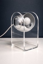 Lampe 1970 Plexiglass Et Chrome Space Âge Made In Italy
