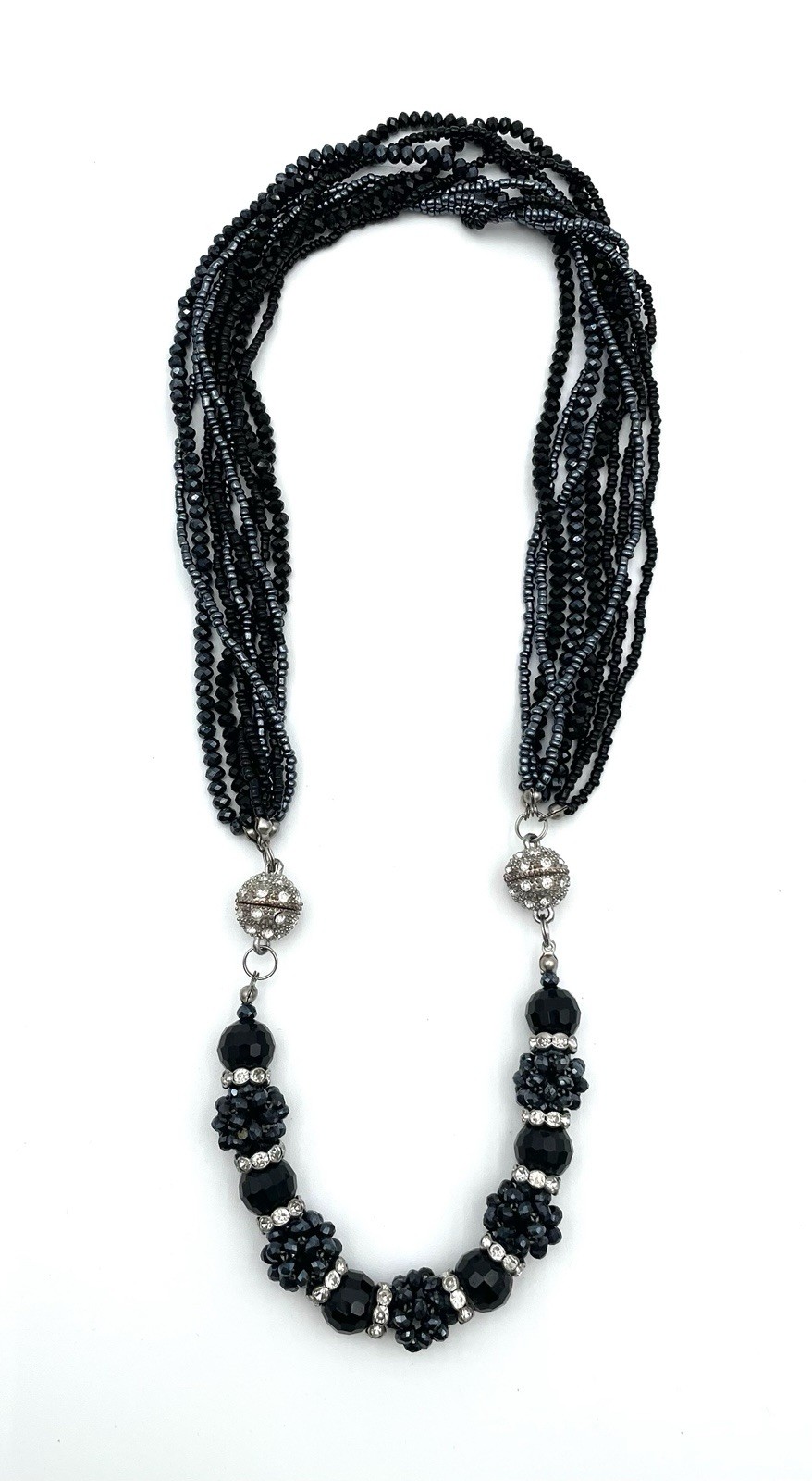 Midnight Multi-Strand Crystal Statement Necklace - image 2