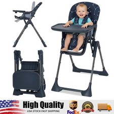 Baby High Chair, Foldable Feeding Chair for Babies Toddlers, Adjustable Height