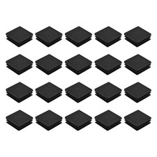 24Pcs Square Plastic Plugs 38 x 38mm PE Pipe Tubing End Caps for Tube Black