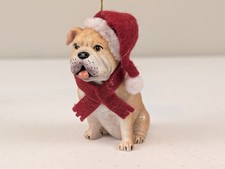 Bulldog Wearing Santa Hat  Scarf Christmas Tree Ornament English Bulldog Read