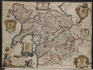 NORTH WALES 1673 RICHARD BLOME UNUSUAL ANTIQUE ORIGINAL COPPER ENGRAVED MAP
