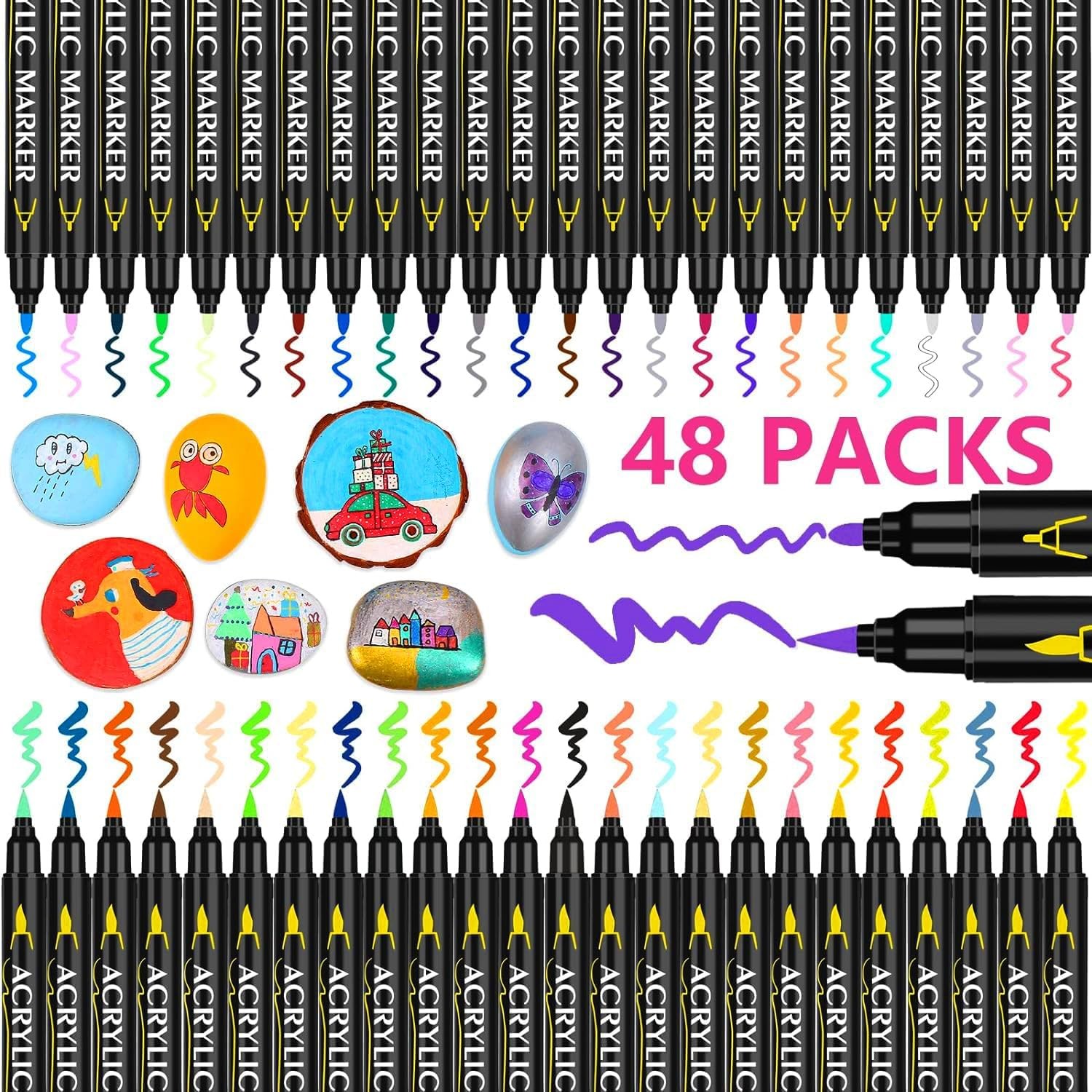 Laconile 48 Acrylic Paint Pens for Rock Painting,Acrylic Markers Paint Markers
