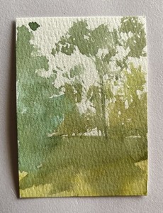 ACEO Original "Trees" Minimalist Watercolor Painting on Paper, Landscape