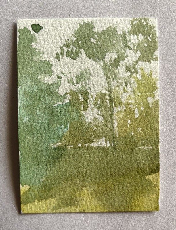 ACEO Original "Trees" Minimalist Watercolor Painting on Paper, Landscape