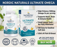 FOR 1 Nordic Naturals Ultimate Omega 180 Soft Gels Each Exp2027 1280mg Lemon