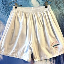 Vintage 1980s Song of Norway Ship Aruba White Shorts Elastic Waist Dad Shorts
