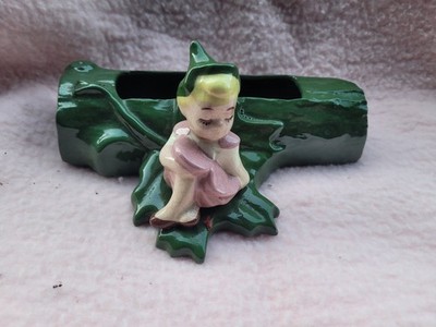 Vintage 7 x 3''  Pixie Girl Ceramic Planter Nice Used Condition & Colors