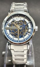 Orologio da polso uomo AX Armani Exchange quadrante scheletro automatico quadrante bianco