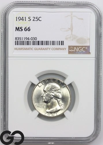 1941-S Washington Quarter MS 66 ** Lustrous Blazer!