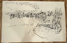 Karl Mattern Rare Landscape Mid Century Modern Rural Town Landscape Iowa Nice!!!