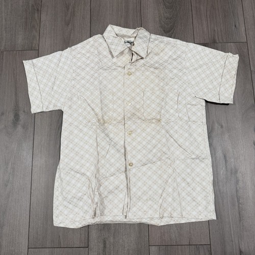 Vtg 50s Harper Sanforized Loop Collar Button Down Shirt Size 15 Argyle Plaid