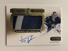 Connor Hellebuyck 2020-21 Upper Deck The Cup Limited Logos Patch Autograph /50