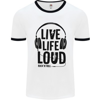 Live Life Loud Rock N Roll Gitarre Musik Herren Ringer T-Shirt