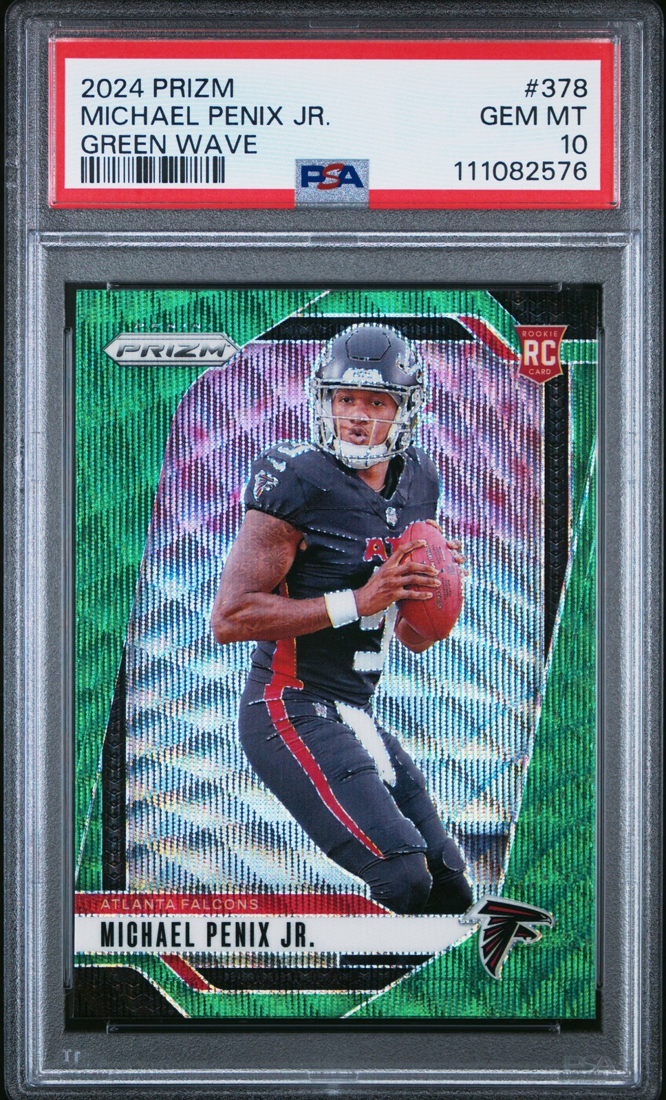 2024 PANINI PRIZM GREEN WAVE #378 MICHAEL PENIX JR. ROOKIE RC PSA 10