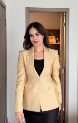 ZARA WOMAN NWT SS25 ZW COLLECTION OVERSIZE BLAZER GOLDEN JACKET