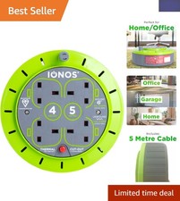 IONOS Durable 4 Socket Cable Reel - 5m Outdoor Extension for DIY & Garden Use