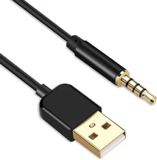 AGPTEK 3.5mm Jack Charge Cable, Male to USB 2.0 Data Sync & Charger Black
