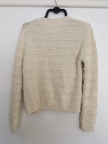 Size S chunky knitted cream buttoned cardigan, two pockets, machine washable - Picture 10 of 11