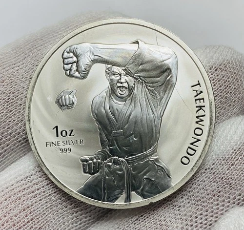 2022 Korea Taekwondo 1 oz .999 Fine Silver Coin Martial Arts