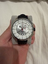 Versus Versace Chronograph Men's Wristwatch Silver Dial Black Rubber Strap