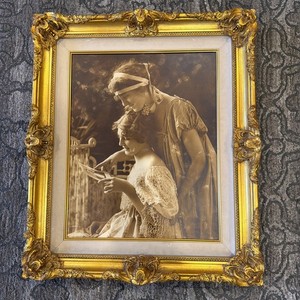 Antique Ornate Baroque Gilt Wood Frame  27”x23” M.B. Parkinson Print  1986 RARE