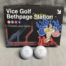 (2) Vice Golf Ball Tracer Ryder Cup (1) Red/USA & (1) Blue/Europe Limited Edt.