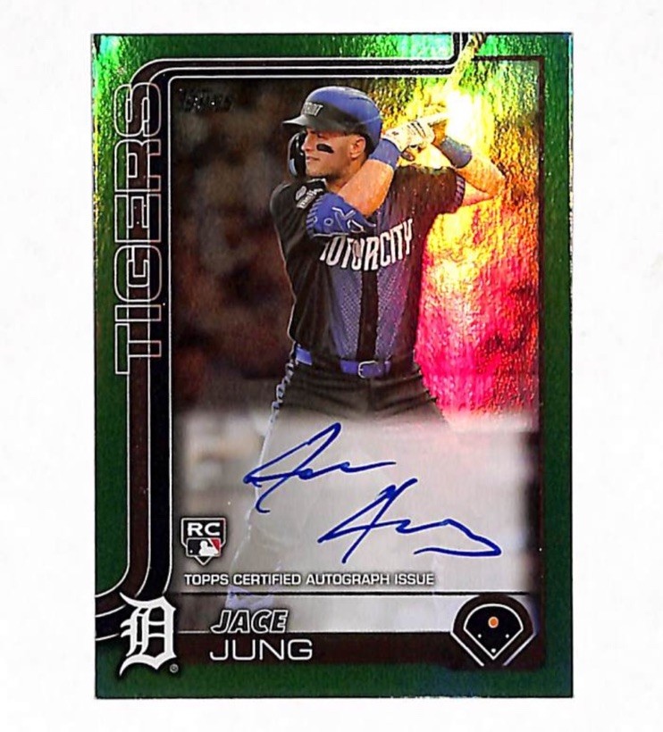 2025 Topps Jace Jung 2/99 Green Rookie Auto Autograph Card Tigers