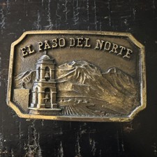 1970s vintage EL PASO del NORTE belt buckle SOLID BRASS heritage mint WESTERN