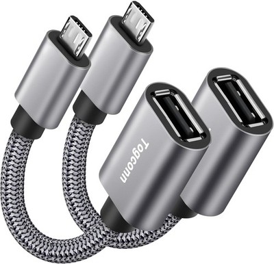 USB to Micro USB Adapter 2 Pack, Unidirectional Micro USB Male to USB Female 2.0