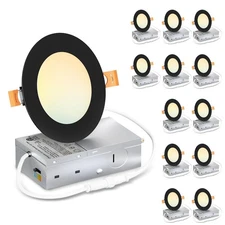 12 Pack Ultra-Thin Recessed Lighting 4 Inch with Junction , 800LM 2700K-5000K...