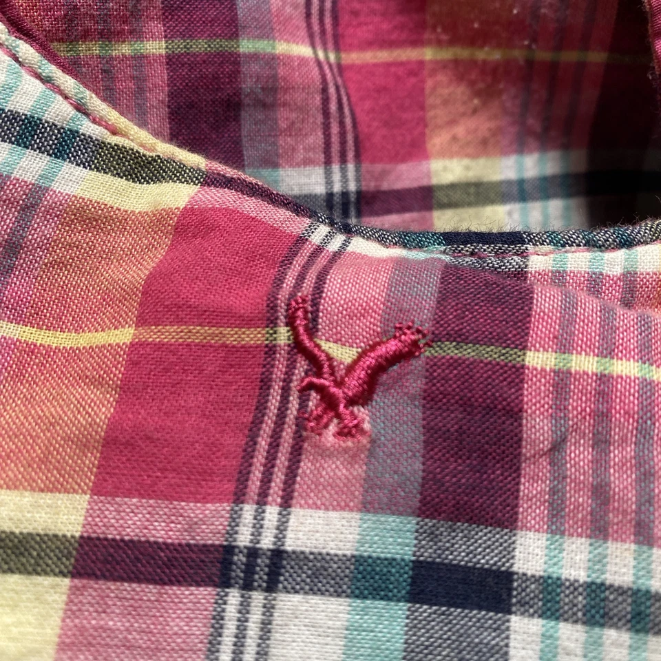 Bolso de Mano American Eagle Rosa y Azul Tela a Cuadros Informal Preppy Colorido Y2K Foto 3 de 4