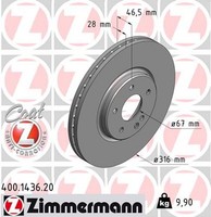 2X Zimmermann Bremsscheibe Coat Z 400.1436.20 FüR W210 Klasse Mercedes CLK W202