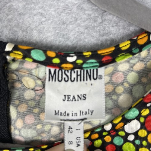 Vtg 90s Mochino Jeans Womens Satin Dress Size 8 Multicolor Print Vibrant Y2K - Picture 7 of 7