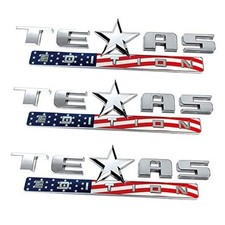 3PC 3D Texas Edition Emblem Silver Color American Flag 3 Count Color Flag