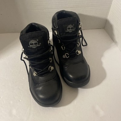 Boys Sz.3 Timberland Field Boots Waterproof Black Leather & Mesh Fabric New