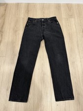 Vintage 90s Levi's 501 Black Denim Jeans Made in USA Button Fly 34x34