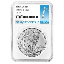 2023 $1 1-oz American Silver Eagle NGC MS69 FDI 1st Label