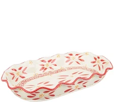Temp-tations Old World 2-qt Oval Ruffled Bowl K47701 Red