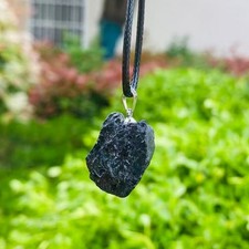 DZ18 Black tourmaline raw gemstone pendant Healing adjustable Crystal Jewelry1pc