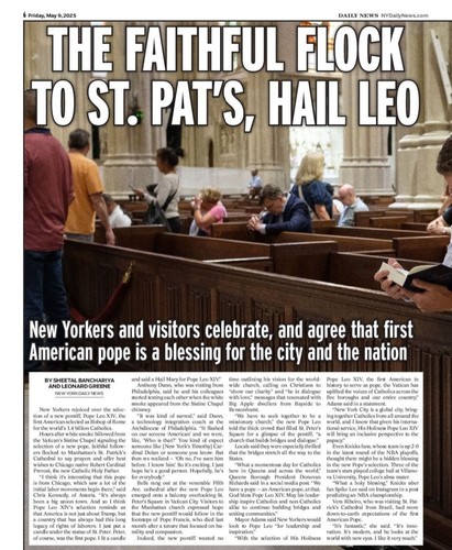 NEW YORK DAILY NEWS NEWSPAPER NEW POPE MAKES HISTORY 5/9/25 FREE SHIPPING - Picture 4 of 8
