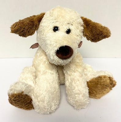 Mine Alone Puppy Dog Terrier Bean Bag Plush Cream Brown Gingham Bow Floppy