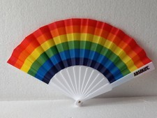 1 RAINBOW HAND HELD Folding Fan Celebration Decor Fan. 17" 9" A-R. AL 5