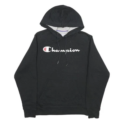 CHAMPION Hoodie à Capuche Noir Coton Mélangé à Enfiler Homme S - Photo 1/4
